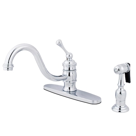 Kingston Brass Vintage 8" Kitchen Faucet W/ Brass Sprayer, Chrome KB3571BLBS